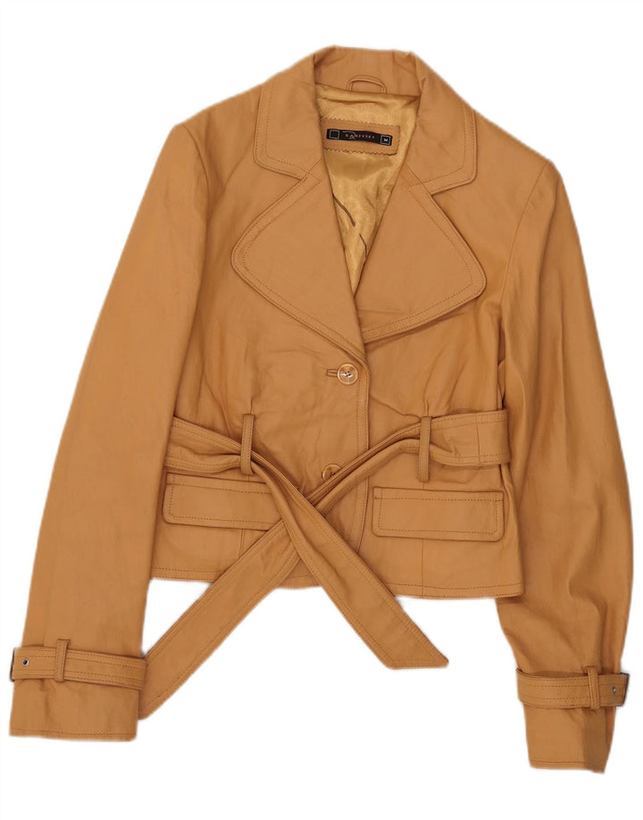 Veste en cuir femme vintage UK 12 Cuir Beige Moyen