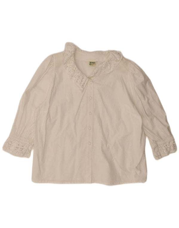 Distler Womens 3/4 Sleeve Shirt Blouse EU 48 2XL White