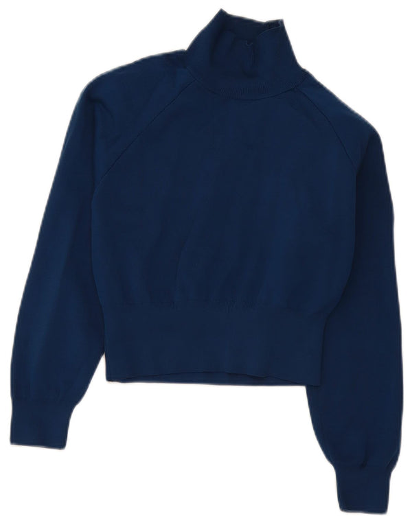 Zara Pull court à col roulé pour femme UK 10 Petit Bleu marine Polyester