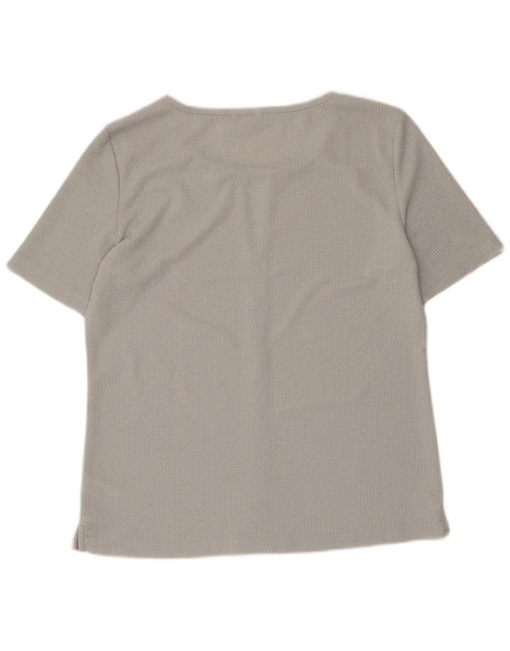 CALVIN KLEIN Femme Chemisier Top UK 44 Gris Moyen Polyester