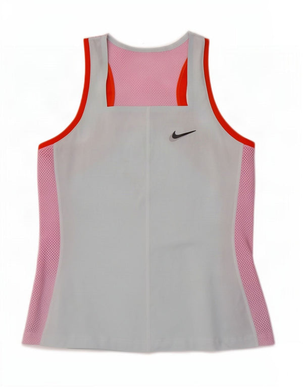 Nike Womens Dri Fit Slim Vest Top UK 12 Bleu Moyen Colorblock