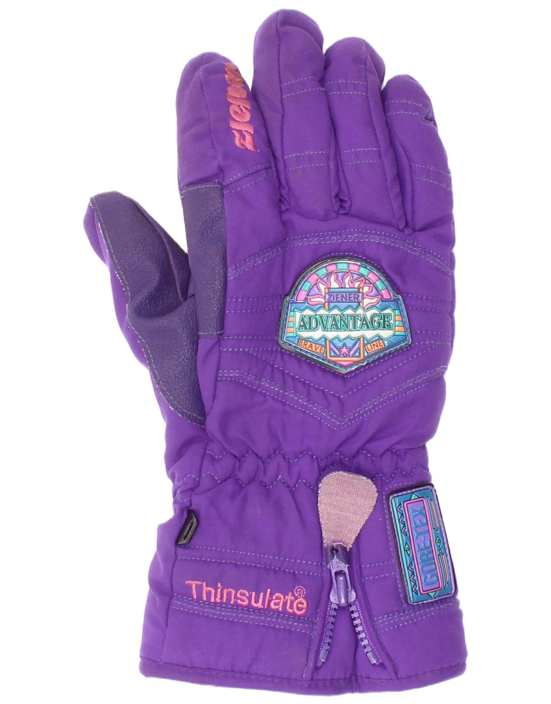 vintage Womens Graphic Ski Gants Grand Violet