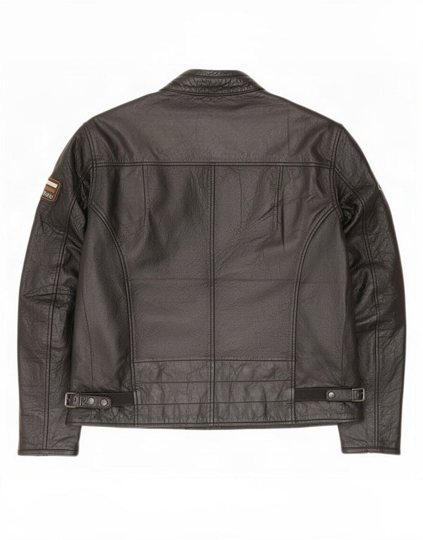 vintage Mens Motorcycle Graphic Racer Jacket UK 44 2XL Noir Colourblock