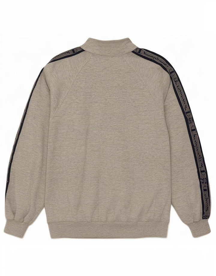 Champion Sweat-Shirt Graphique à Col Zippé Homme Gris Moyen Colorblock