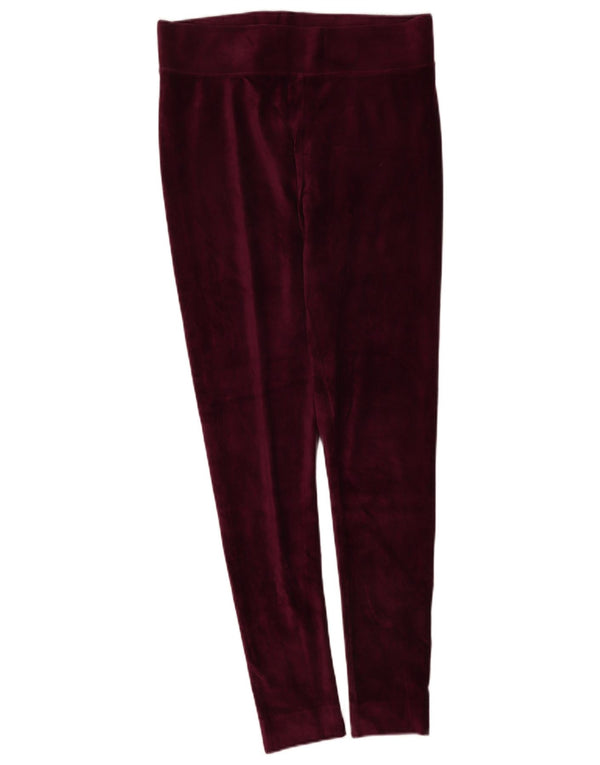 Marks & Spencer Womens Velvet Leggings UK 14 Large Burgundy Cotton