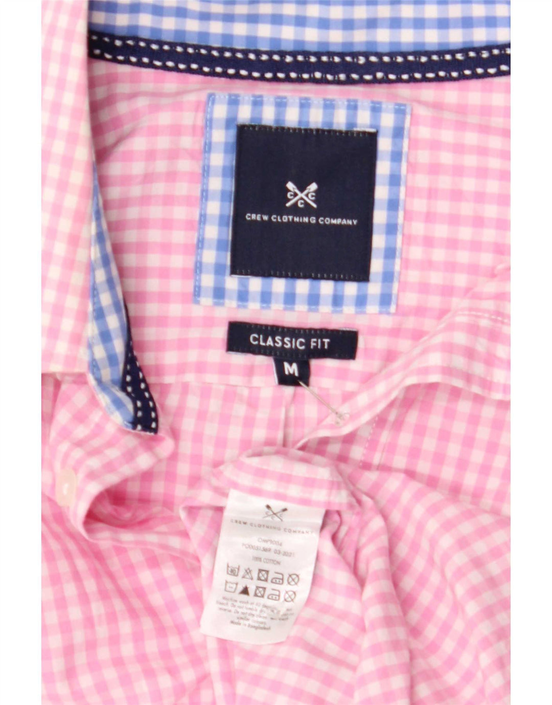 Crew Clothing Chemise coupe classique pour homme en coton vichy rose moyen