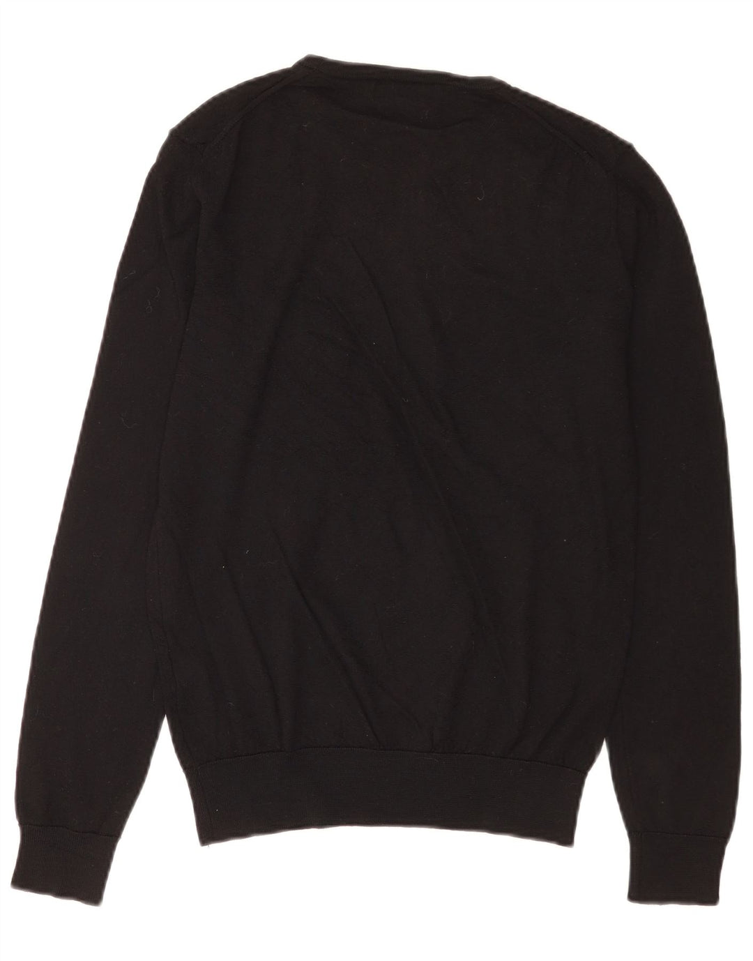 Zara Mens Crew Neck Jumper Sweater Medium Black Wool