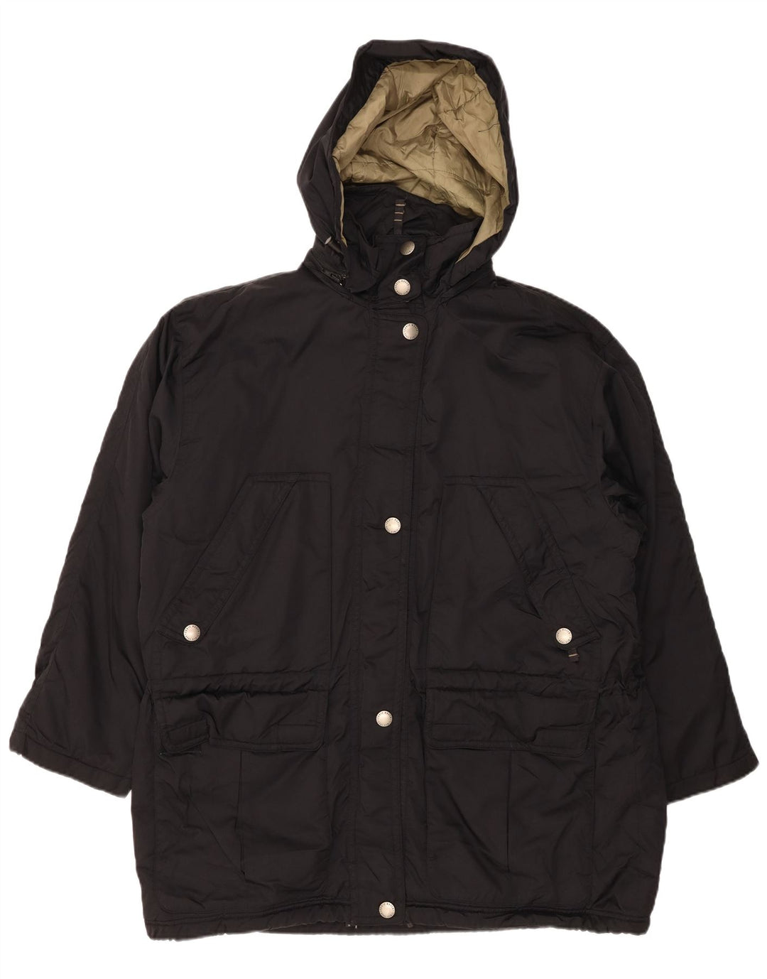 EDDIE BAUER Manteau coupe-vent surdimensionné à capuche pour femme UK 16 Large Noir