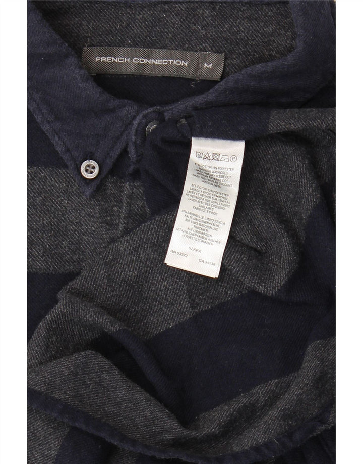French Connection Chemise Flanelle Homme Bleu Marine Moyen Rayé Coton