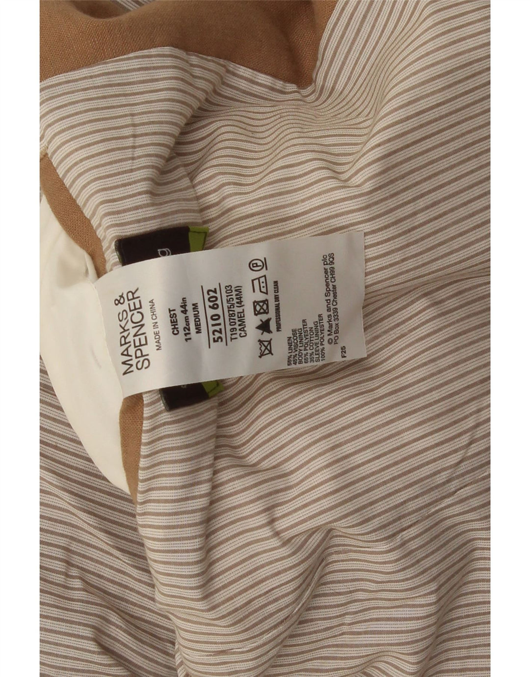 Marks & Spencer Veste blazer à 2 boutons pour homme UK 38 Lin beige moyen
