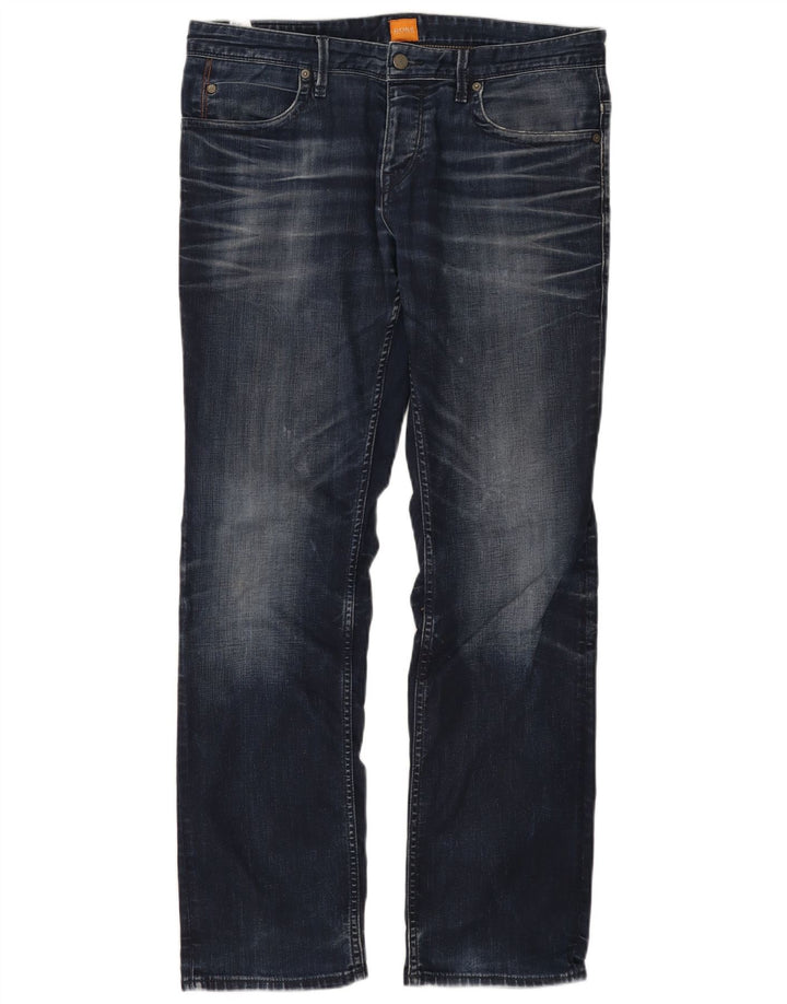 HUGO BOSS Jean droit W34 L32 homme bleu marine coton