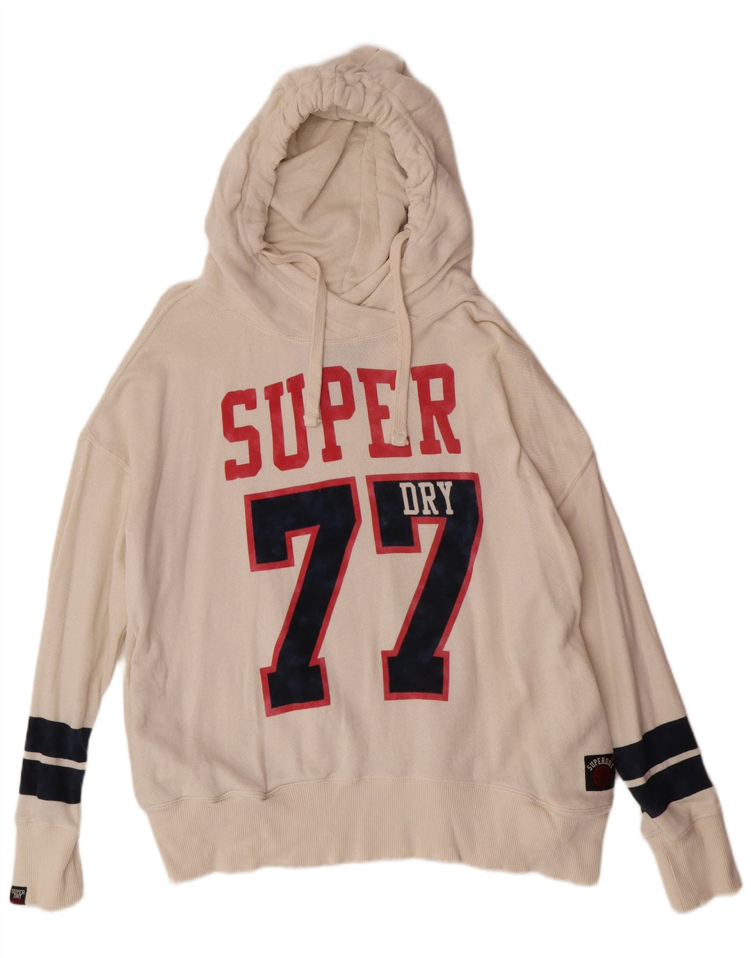 Superdry Pull à capuche graphique pour femme UK 18 XL Off White Cotton College