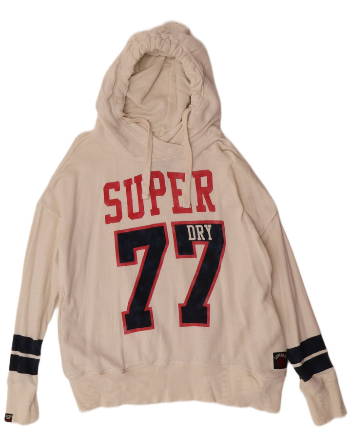 Superdry Pull à capuche graphique pour femme UK 18 XL Off White Cotton College