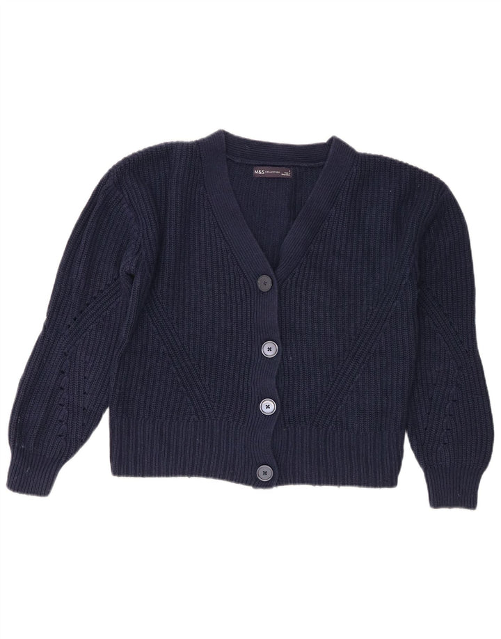 Marks & Spencer Pull cardigan court pour femme UK 10 Small Bleu marine