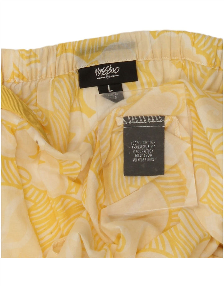 MOSSIMO Chemisier court pour femme UK 16 Grand coton floral jaune