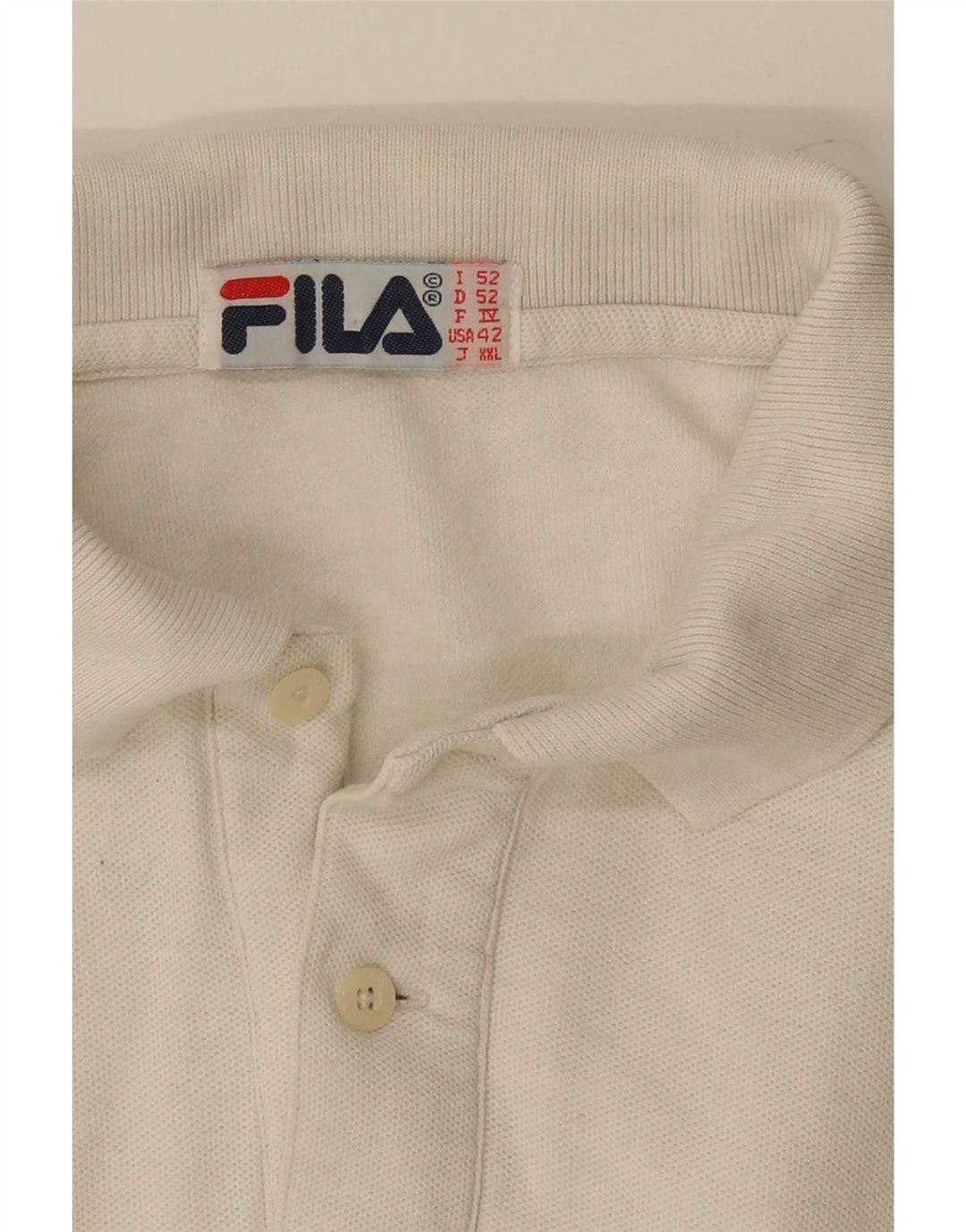 Fila Polo à manches longues pour homme US 42 Large Blanc