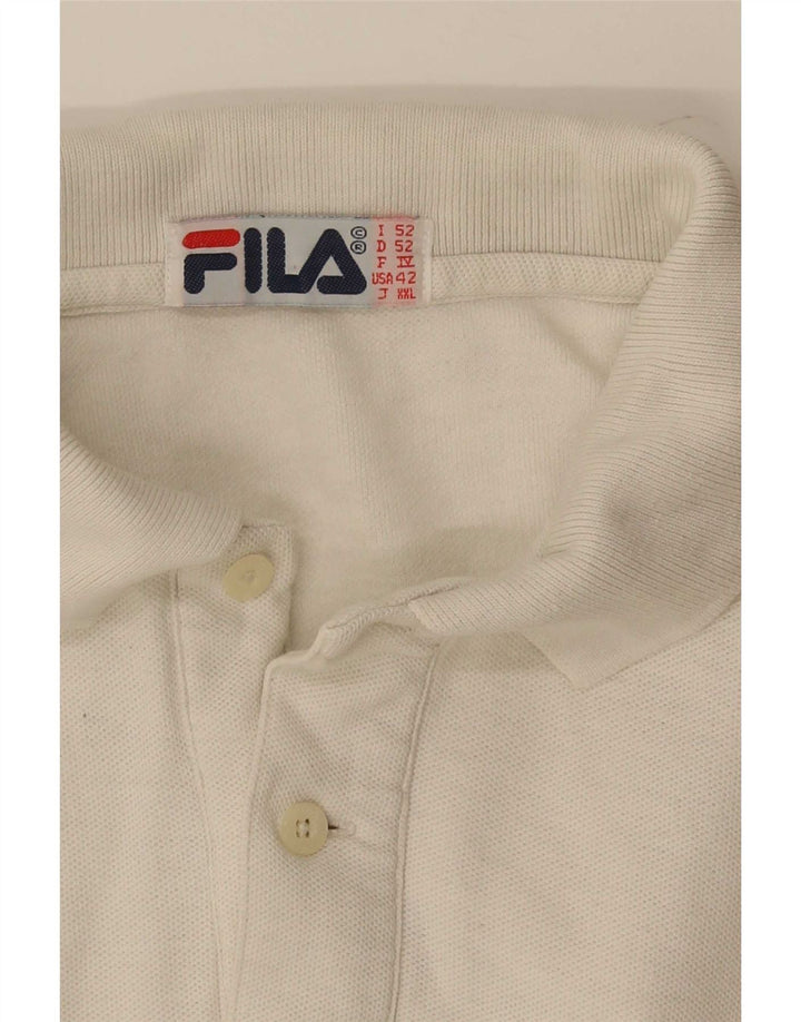 Fila Polo à manches longues pour homme US 42 Large Blanc