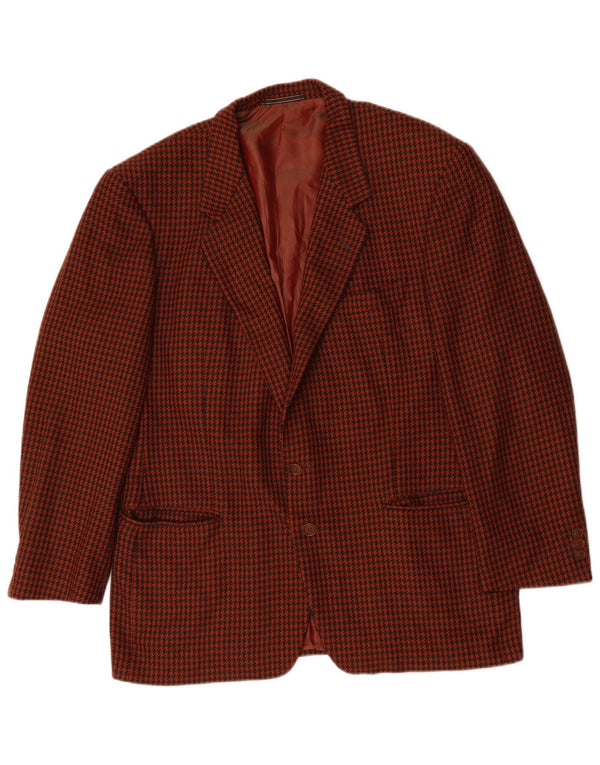 Ermenegildo Zegna Mens 2 Button Blazer Jacket UK 42 XL Brown Houndstooth