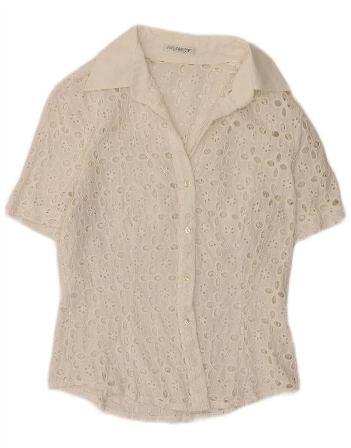 Naracamicie Chemise à manches courtes pour femme UK 12 Medium White Floral