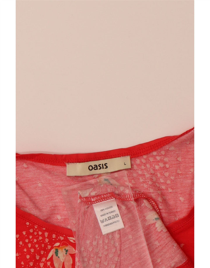 OASIS Débardeur Femme UK 14 Grande Viscose Florale Rouge