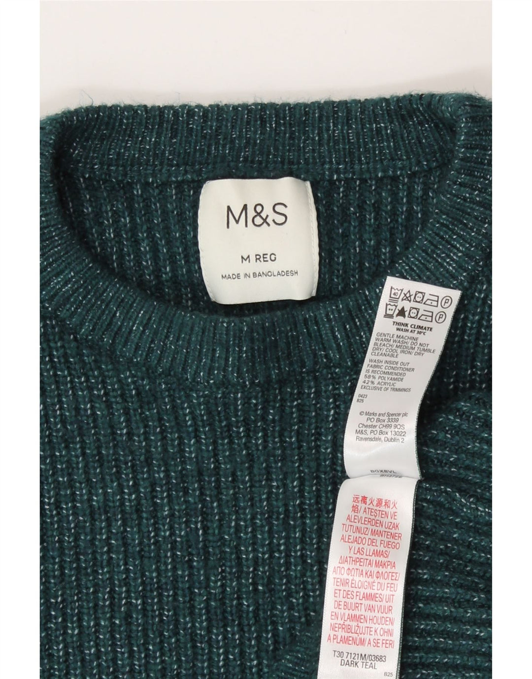Marks & Spencer Pull à col rond pour femme UK 14 Vert moyen moucheté