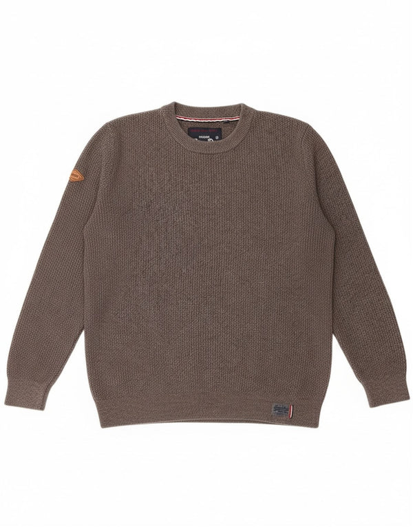 Superdry Pull ras du cou pour homme 2XL Gris Coton