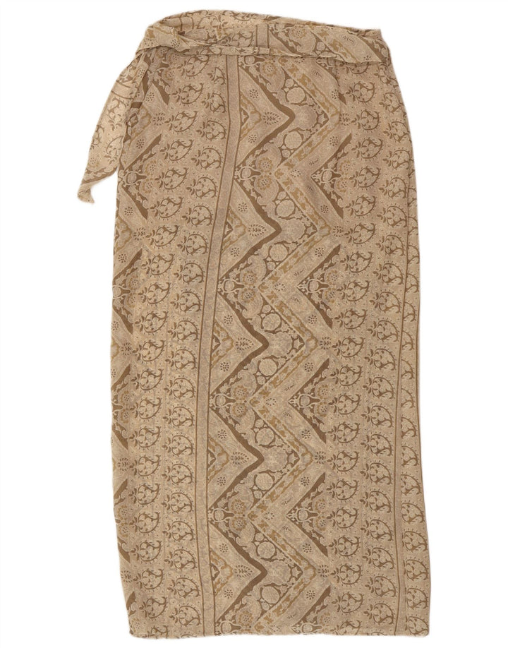 vintage Femmes Maxi Wrap Jupe Moyenne W28 Beige Floral