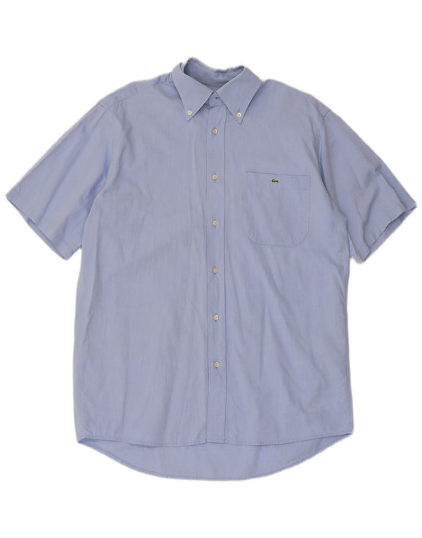 Lacoste Chemise à manches courtes pour hommes Taille 40 Coton bleu moyen