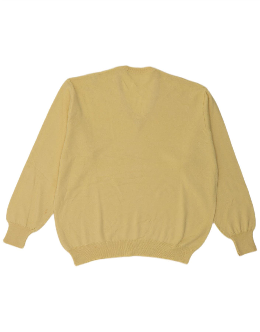 vintage Homme Col V Pull Pull Grand Jaune