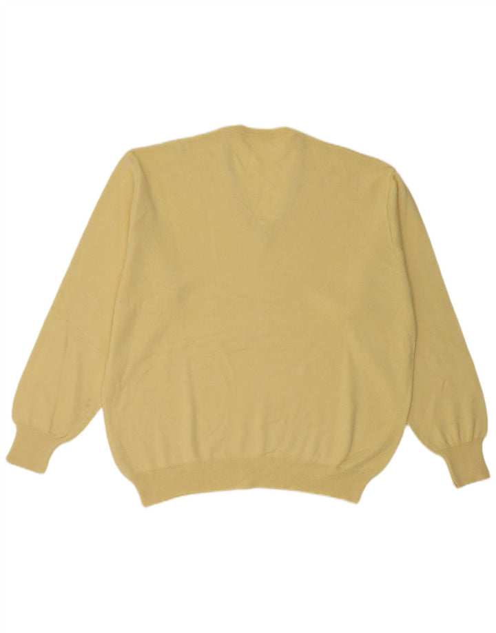 vintage Homme Col V Pull Pull Grand Jaune