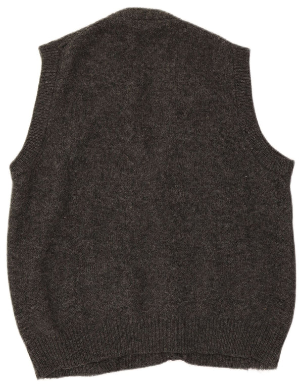 Fila Mens Sleeveless Cardigan Sweater Medium Grey Wool