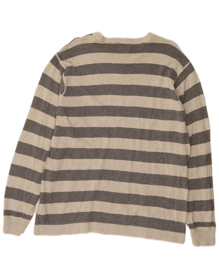 Timberland Pull Ras du Cou Homme Gris Moyen Rayé Coton