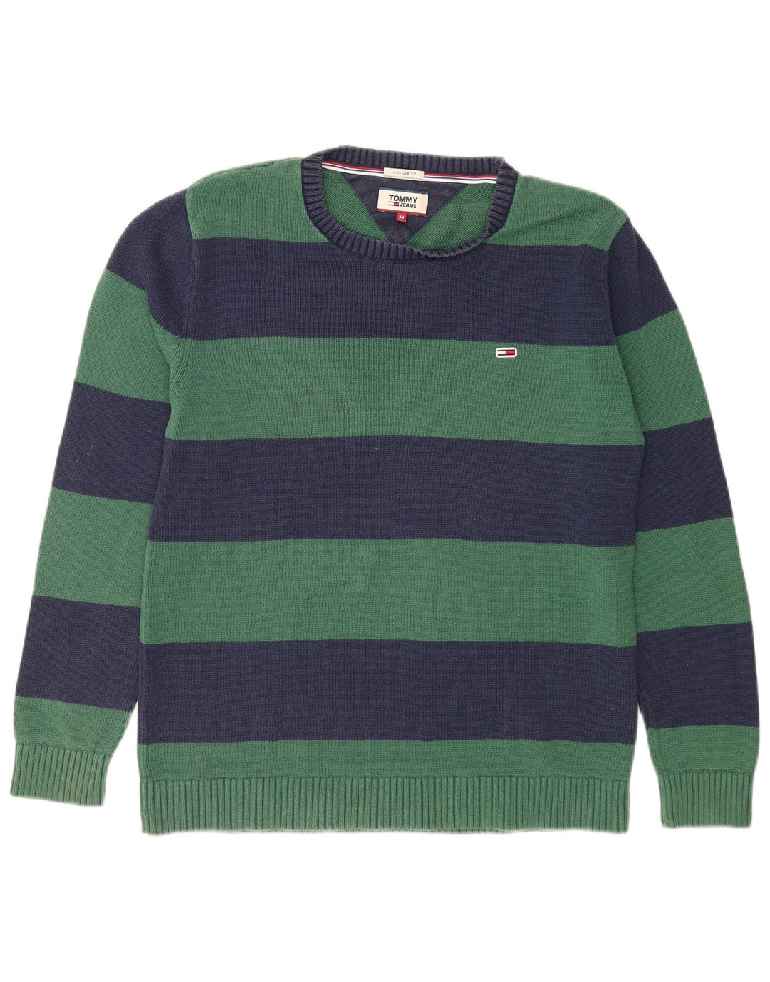 Tommy Hilfiger Pull col rond homme rayé vert moyen