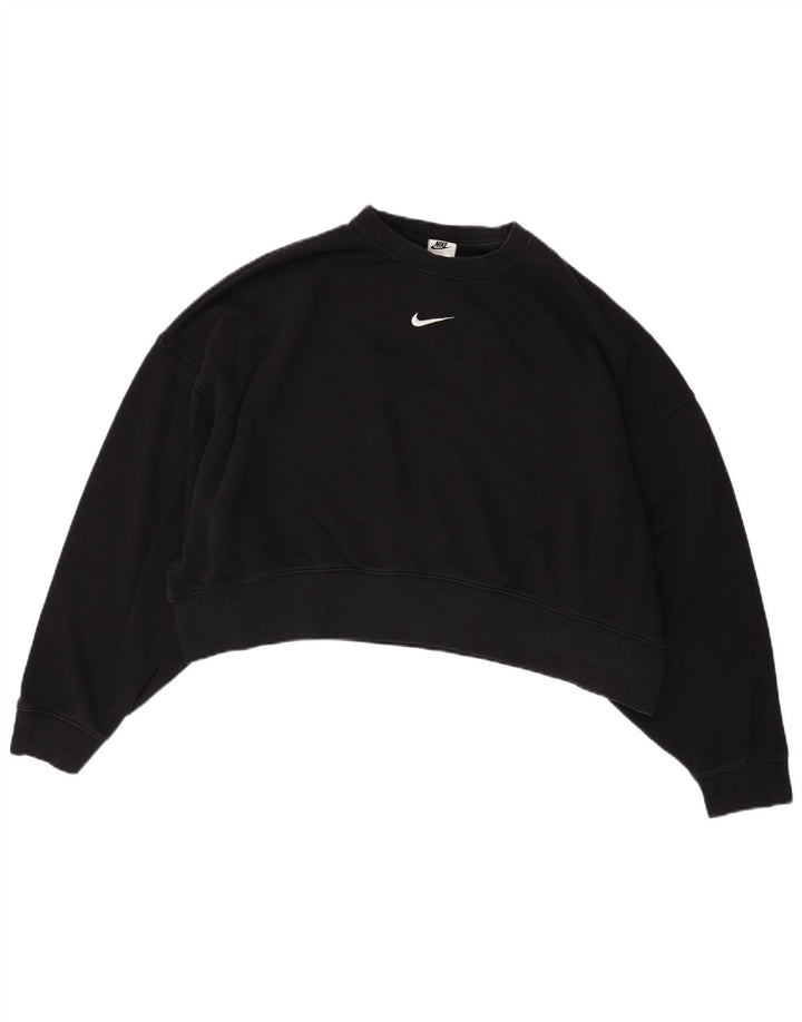 NIKE Sweat-shirt court surdimensionné pour femme UK 14 en coton noir moyen
