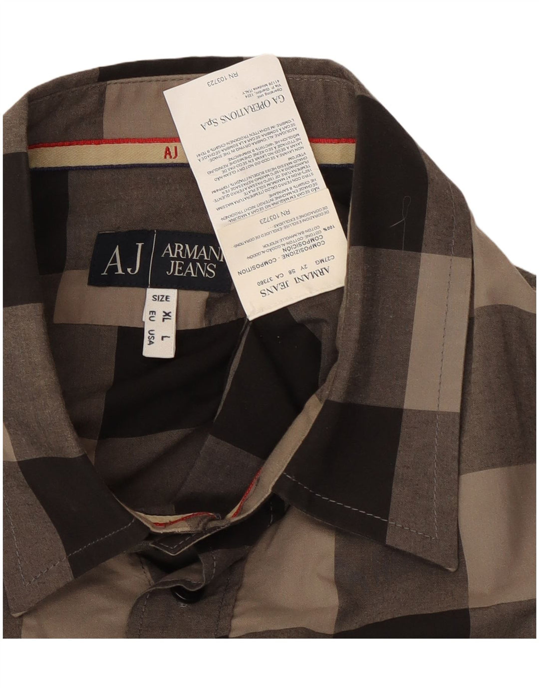 Armani Jeans Chemise Homme Grand Gris Vichy Coton