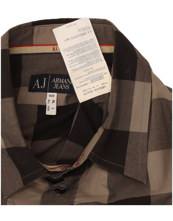 Armani Jeans Chemise Homme Grand Gris Vichy Coton
