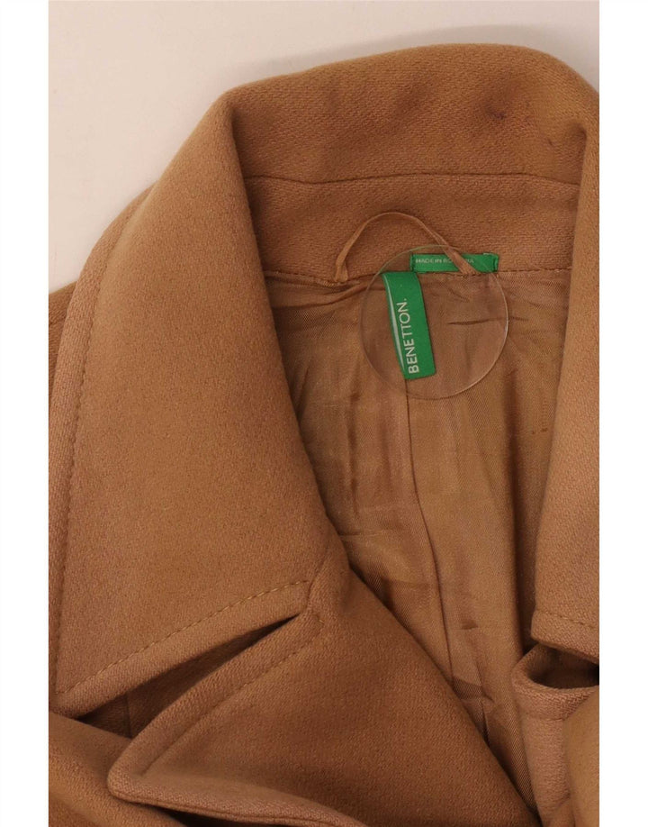 Benetton Manteau Croisé Femme IT 44 Laine Beige Moyen