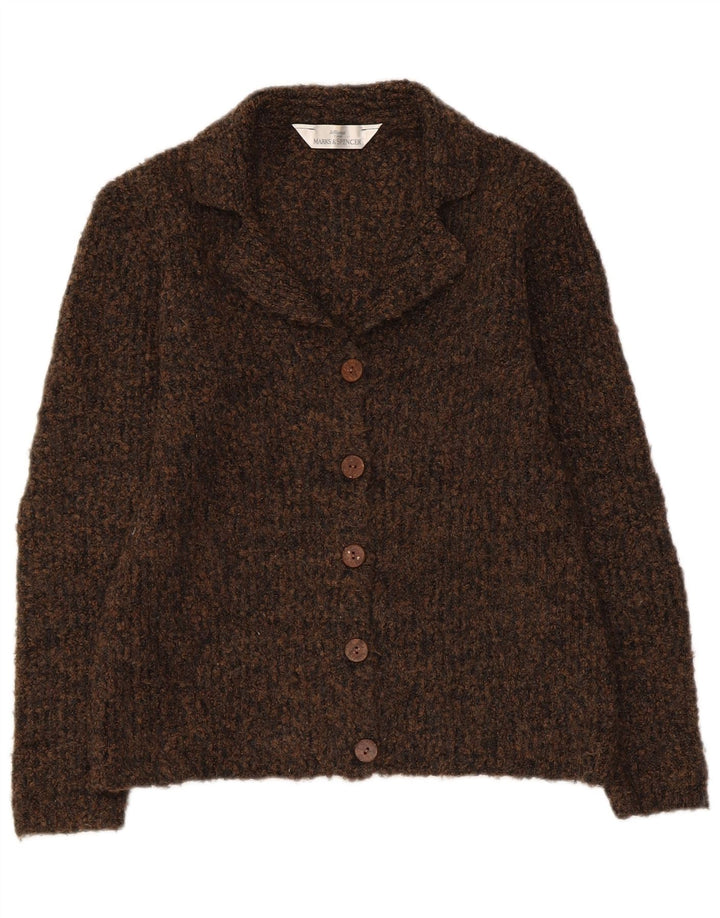 MARKS & SPENCER Pull Cardigan Femme UK 10 Petit Marron Moucheté
