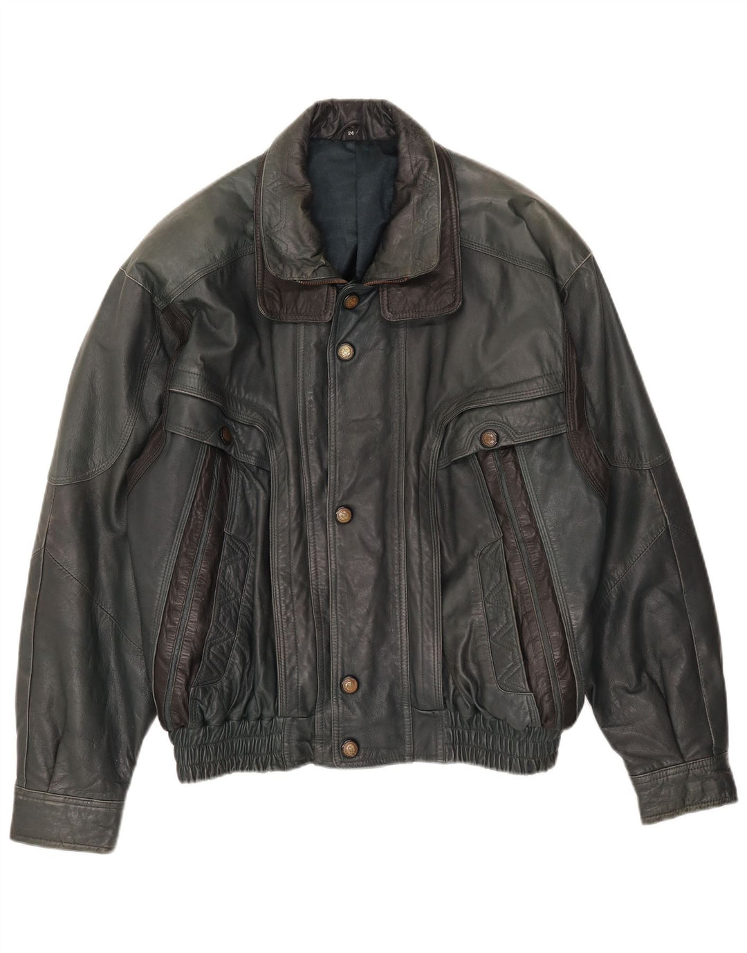 veste en cuir homme vintage UK 40 Grand Vert