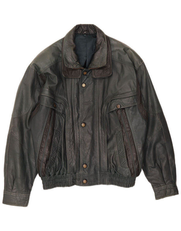 veste en cuir homme vintage UK 40 Grand Vert