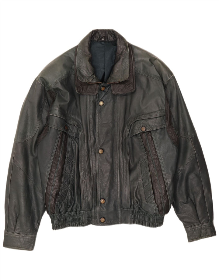 veste en cuir homme vintage UK 40 Grand Vert