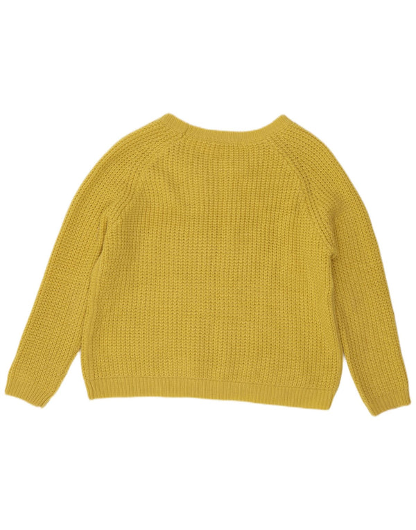 Marks & Spencer Womens Boat Neck Jumper Sweater UK 16 Large Yellow Acrylic