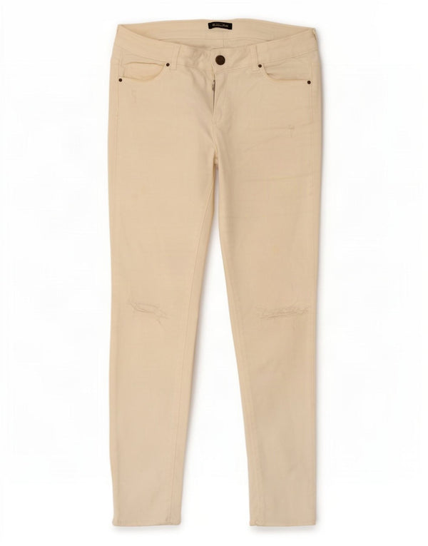 Massimo Dutti Jean skinny vieilli pour femme EU 38 Small W28 L28 Blanc cassé