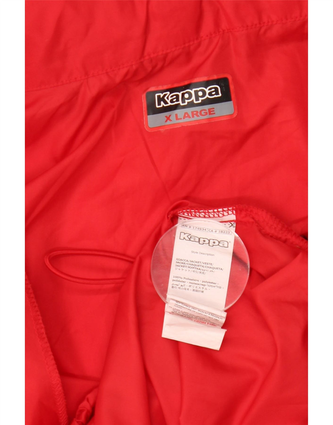 KAPPA Veste de pluie à capuche pour homme UK 42 XL Rouge Polyester