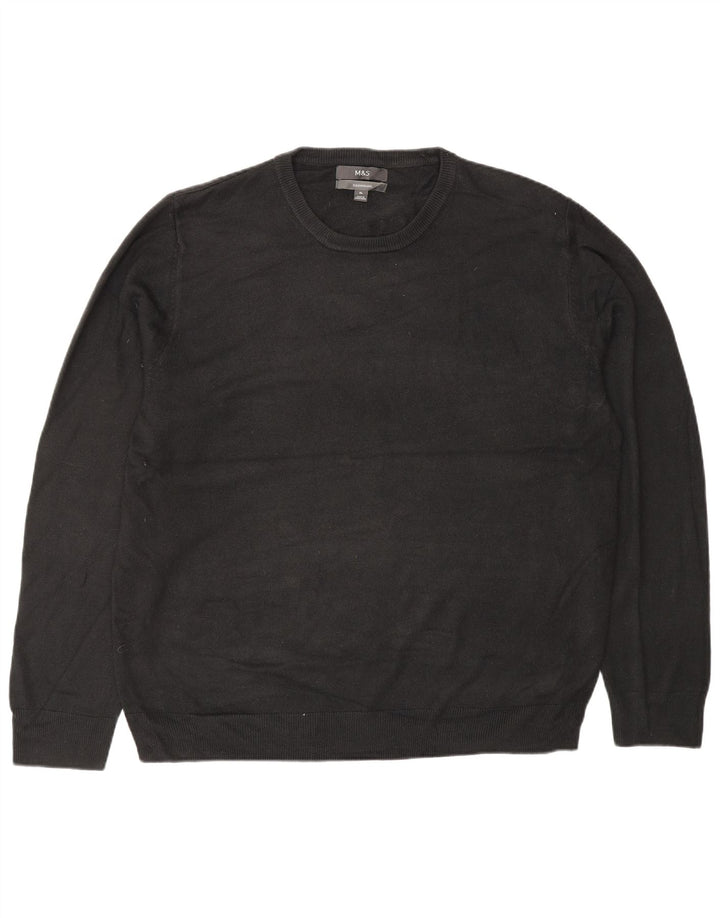 MARKS & SPENCER Pull Col Ras du Cou Homme XL Noir Acrylique