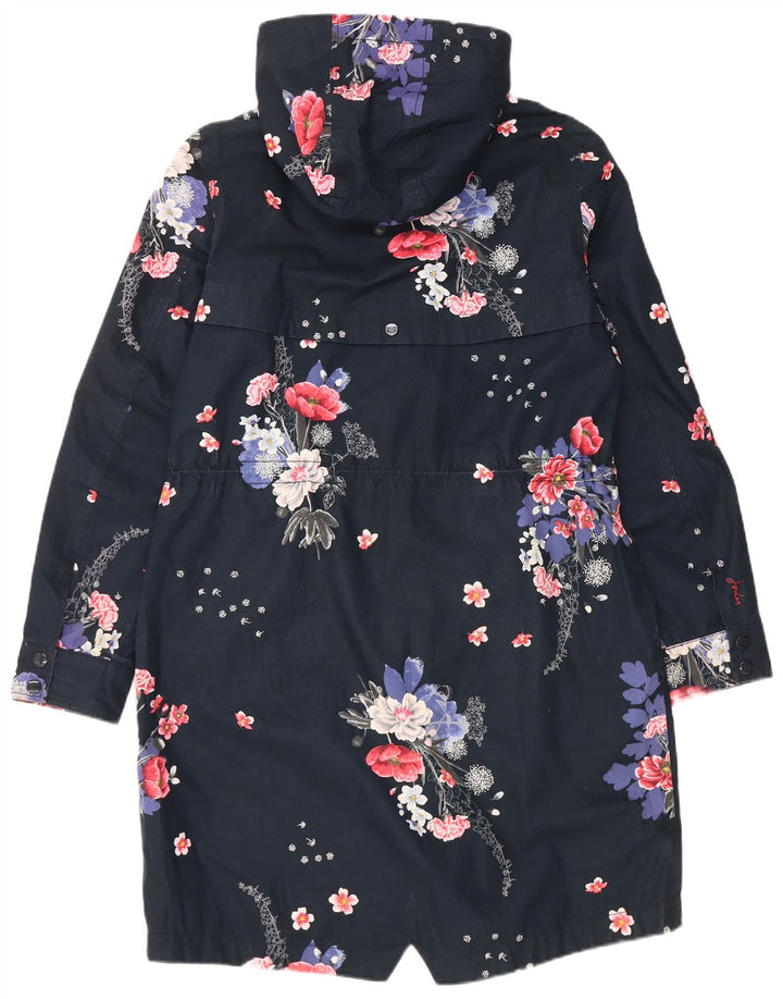 Joules Imperméable à capuche pour femme UK 42 Medium Bleu marine Floral Polyester