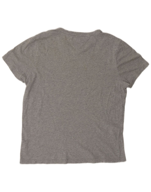 Tommy Hilfiger T-shirt graphique pour femme UK 16 Grand coton moucheté gris