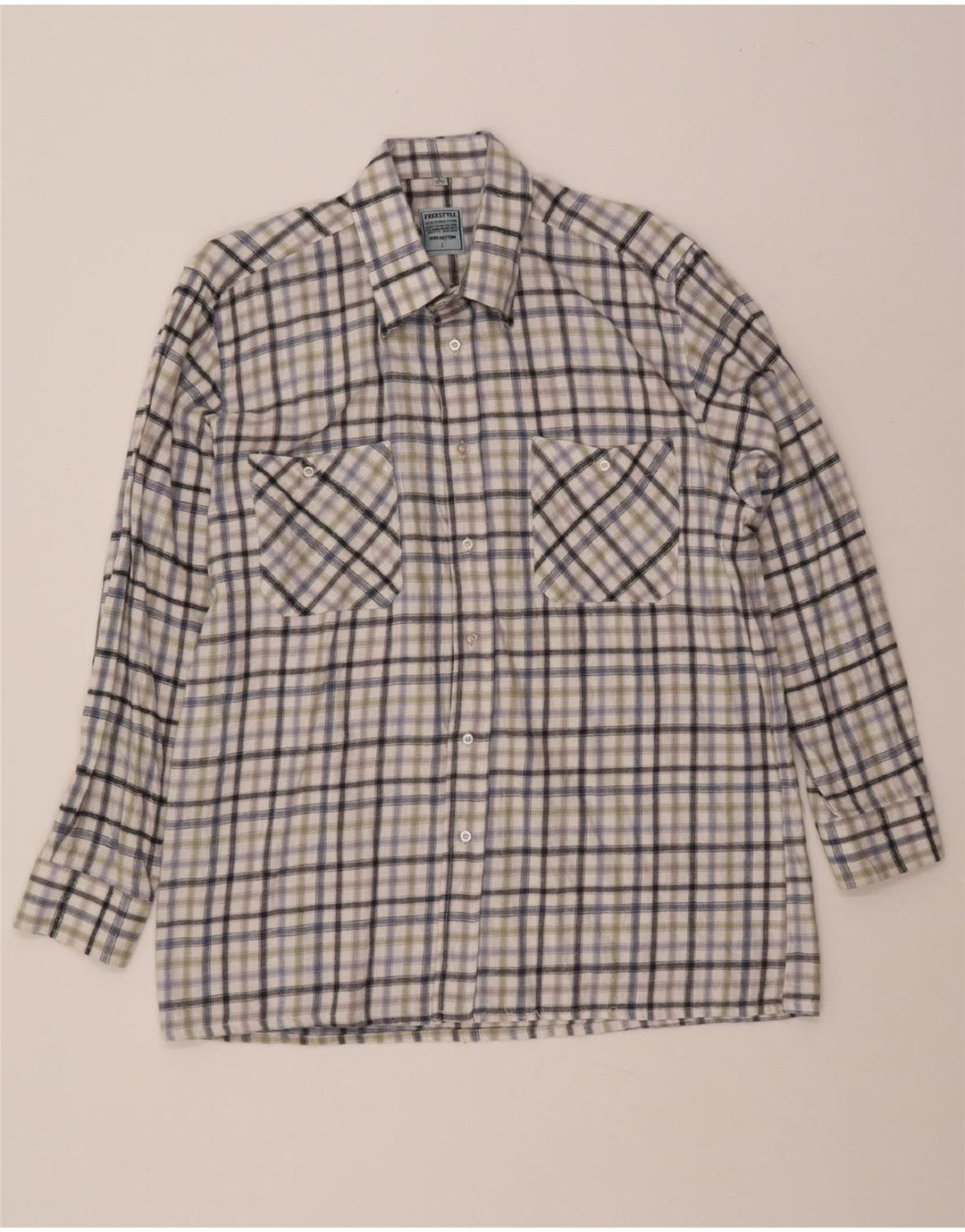FREE STYLE Chemise en flanelle pour homme Taille 41/42 Grand coton à carreaux multicolores