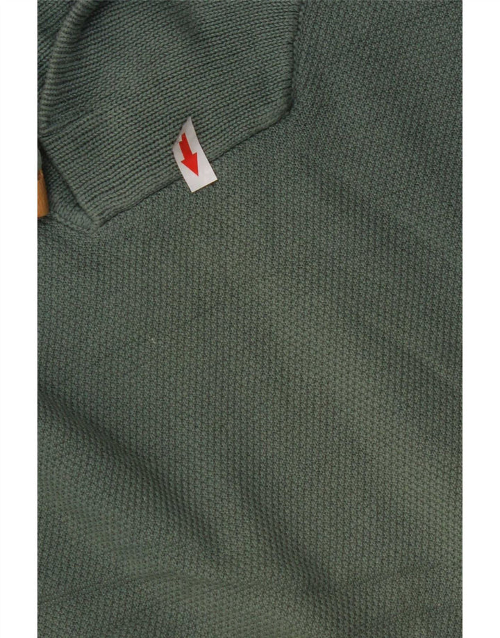Zara Homme Col Châle Pull Pull Large Vert Coton