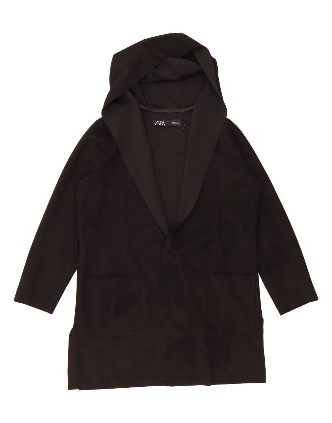 ZARA Womens Hooded Overcoat UK 10 Small Black Polyester Vintage Zara and Second-Hand Zara from Messina Hembry 